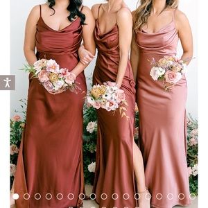 Revelry satin skye dress in cinnamon rose - size 8
